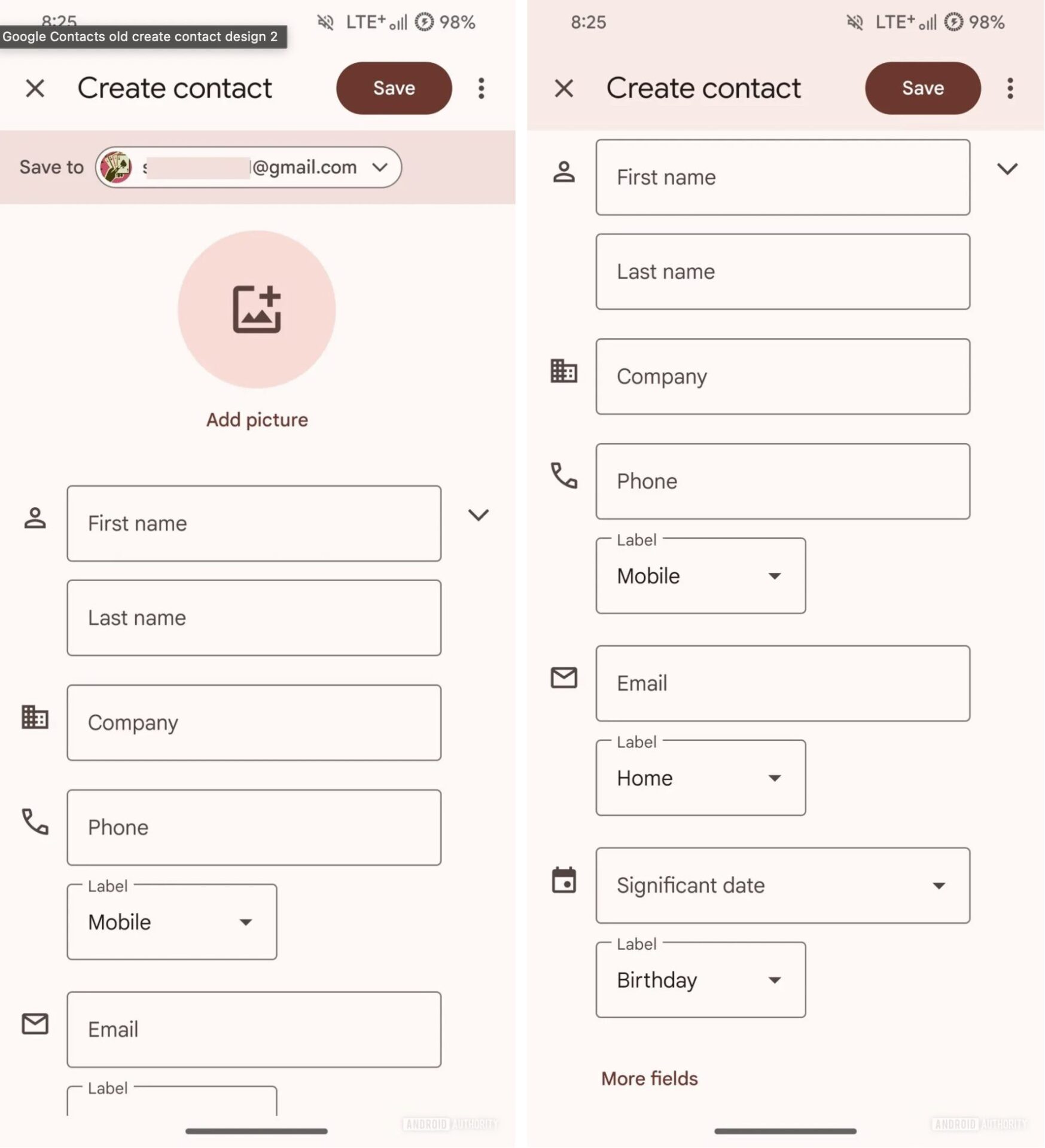 Ancienne Interface Google Contacts