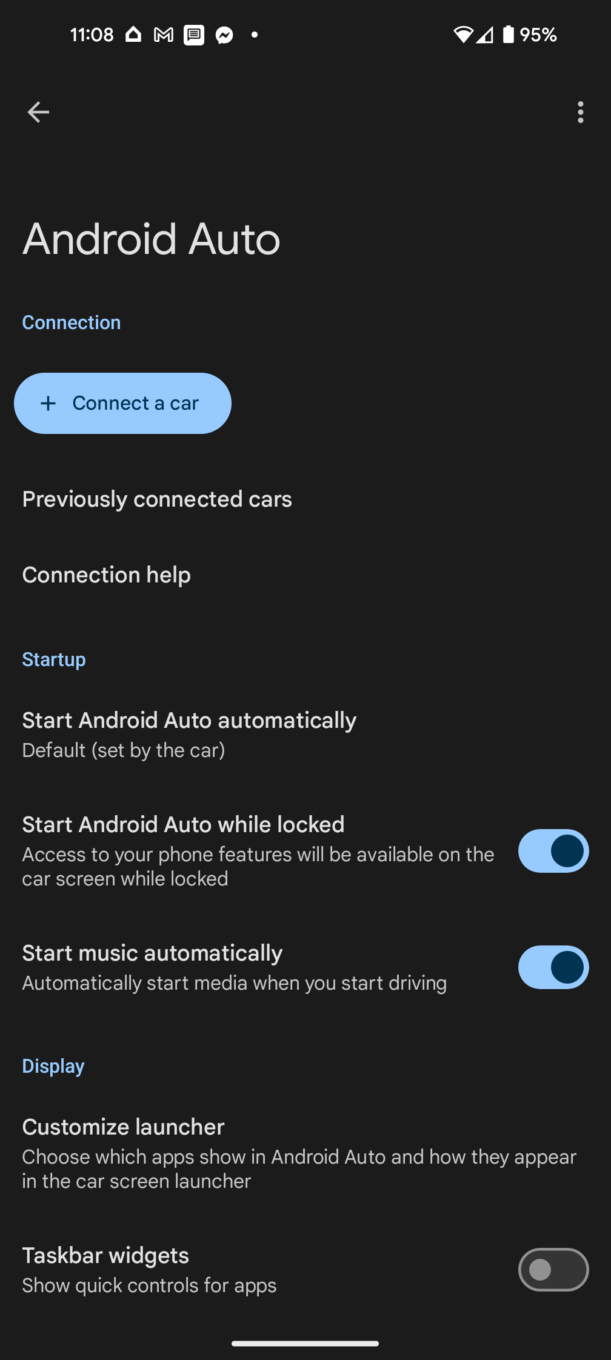 Menu Android Auto