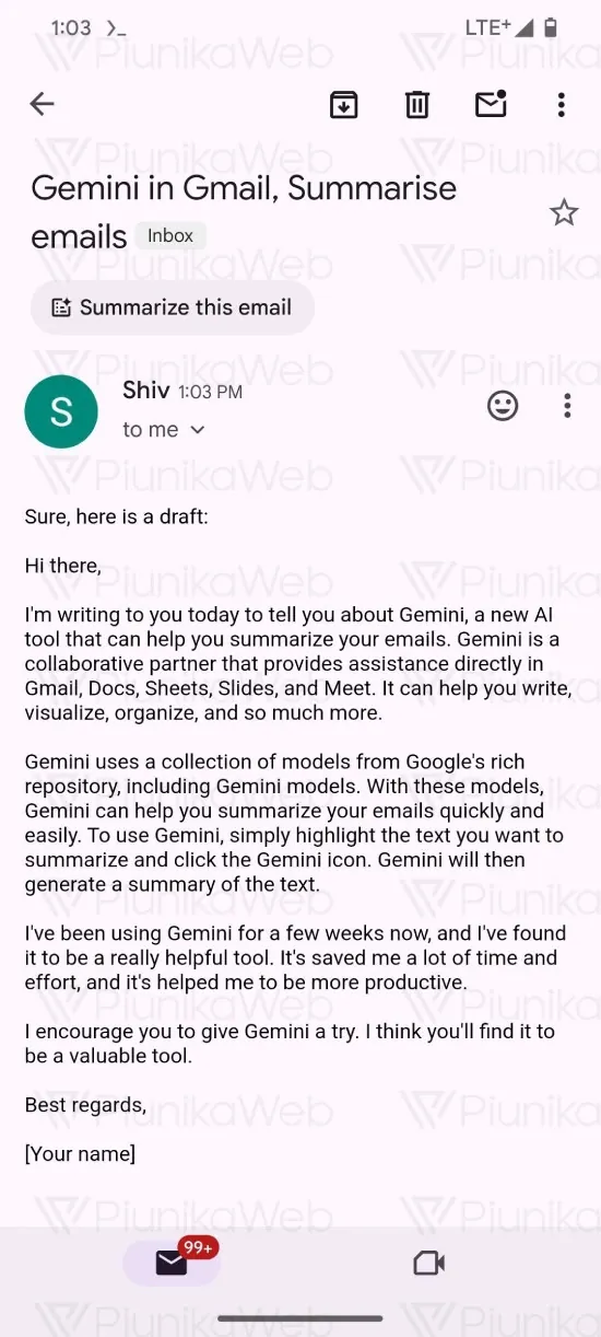 Resumer Email Gemini Gmail