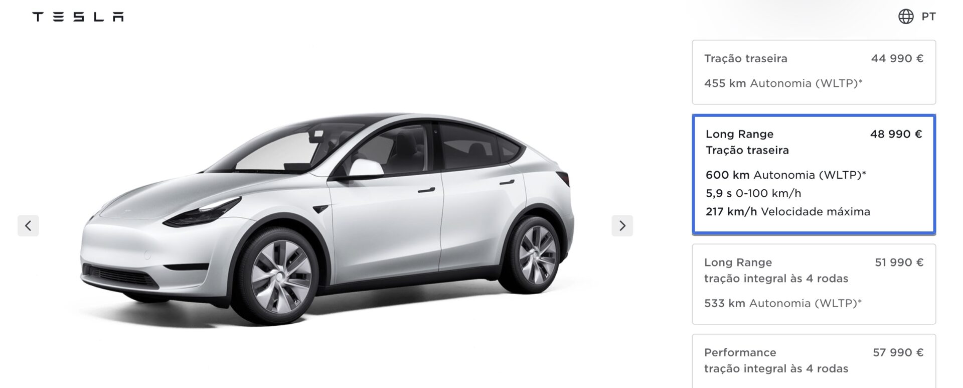 Tesla Model Y Configurateur Propulsion Grande Autonomie