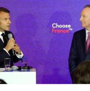 Emmanuel Macron dans les locaux de Microsoft en amont de Choose France, 13 mai 2024.