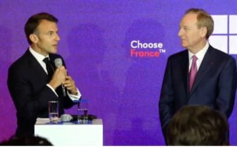 Emmanuel Macron dans les locaux de Microsoft en amont de Choose France, 13 mai 2024.