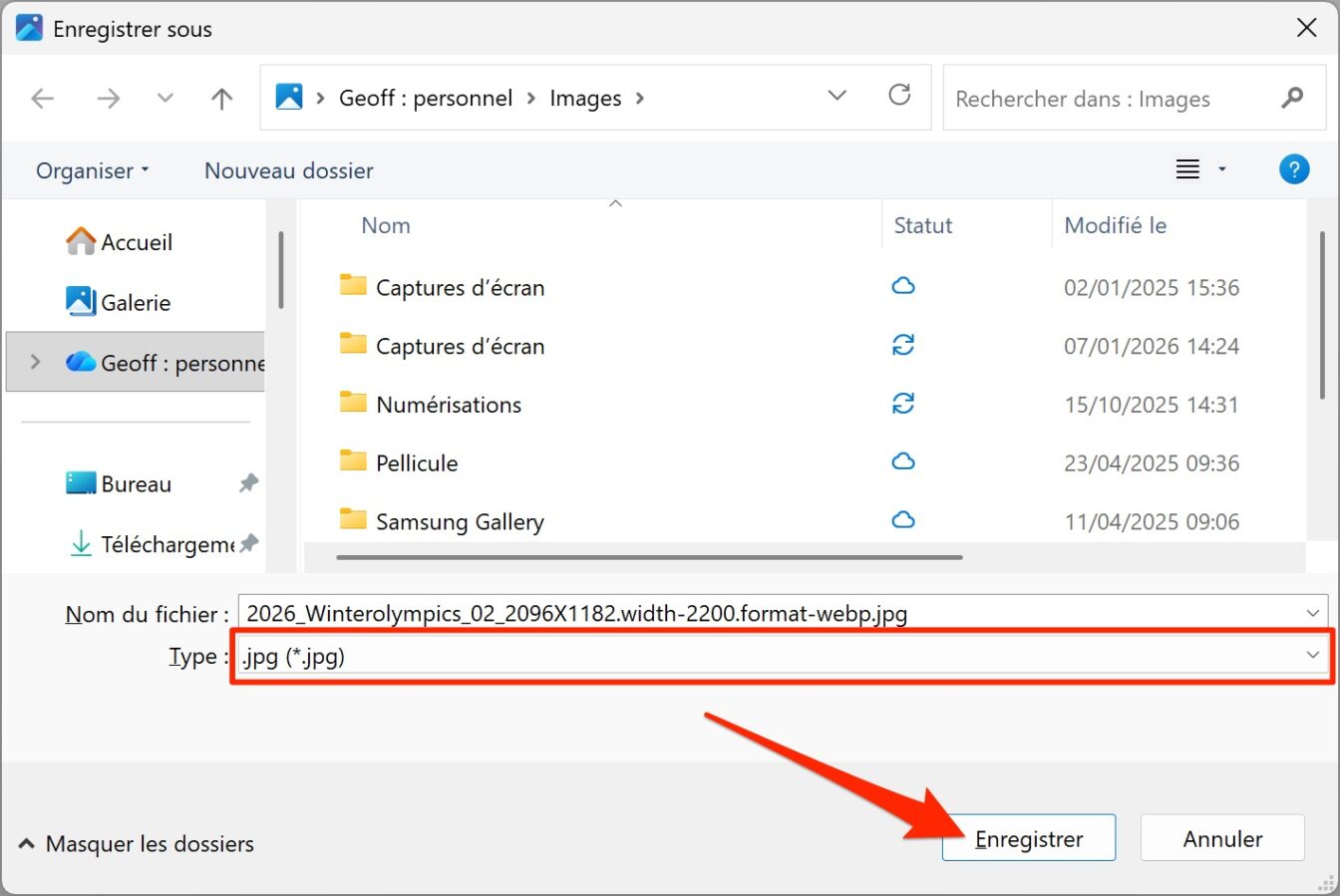 Comment convertir des images au format WebP en JPEG