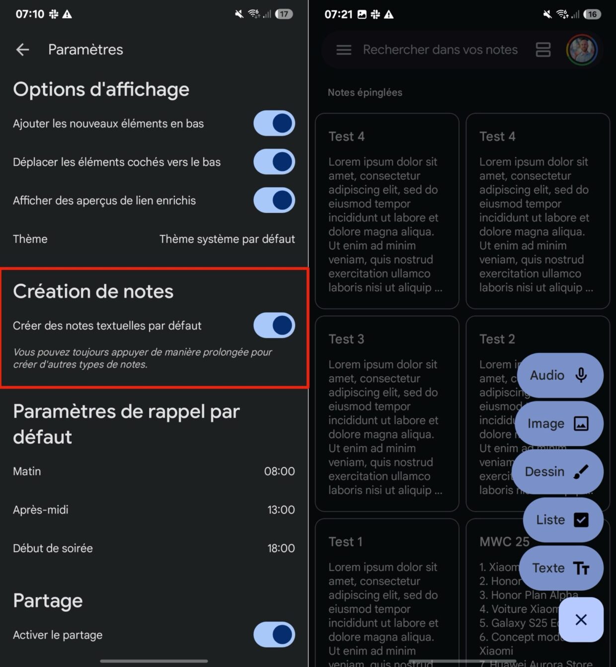 Google Keep sur Android ajoute deux raccourcis pour les notes ...