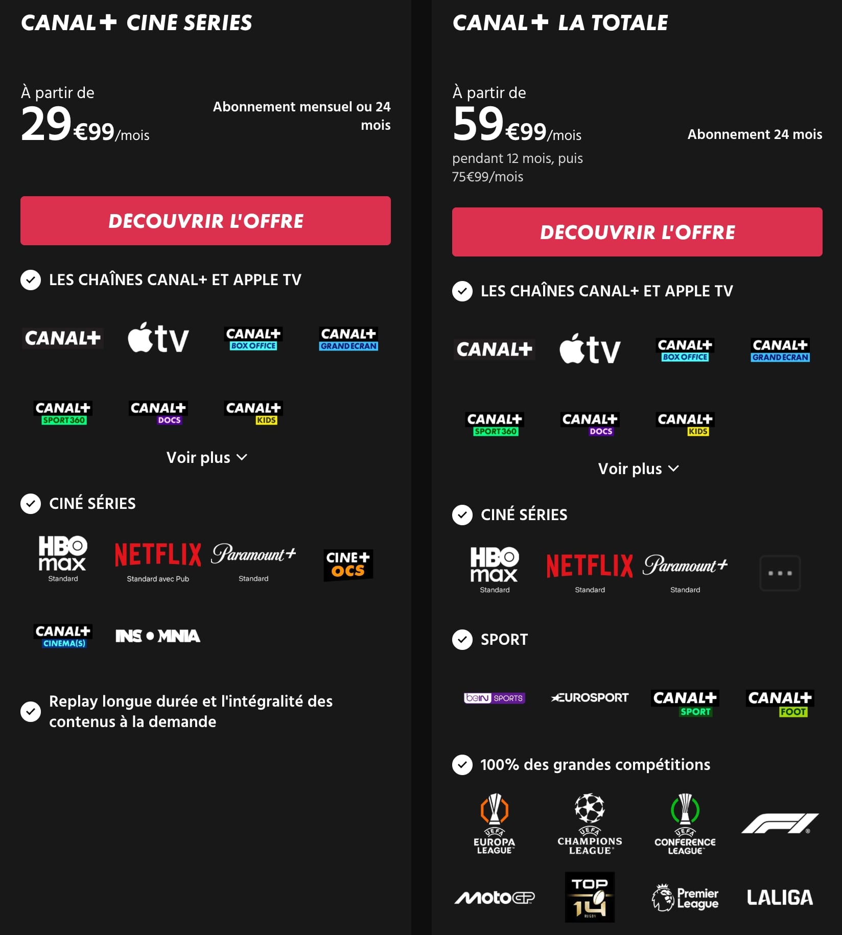 Offres Canal Plus Netflix