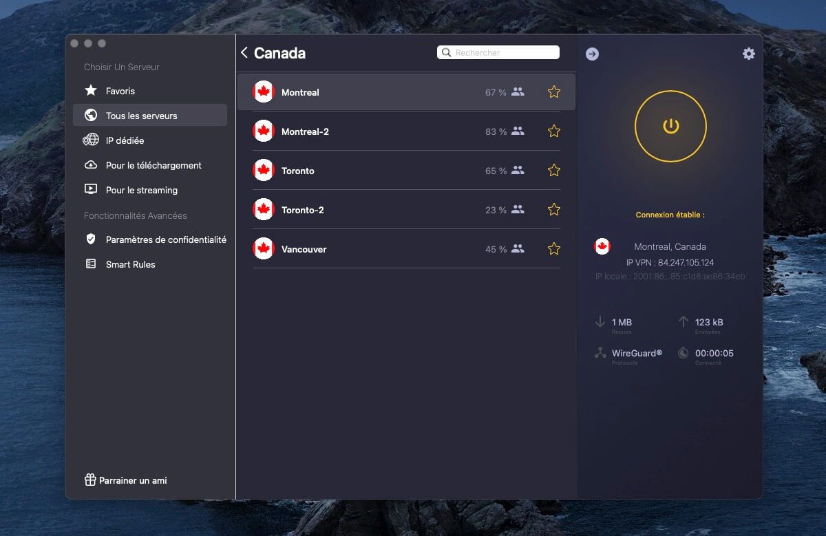 Cyberghost Connecté Au Canada