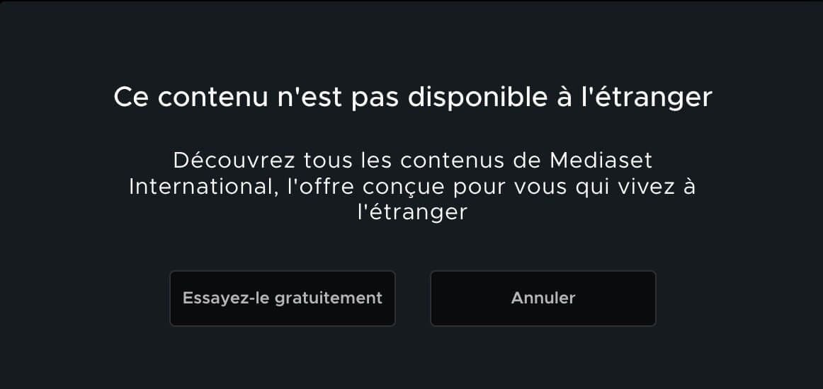 Georestriction Mediaset Tv Italienne