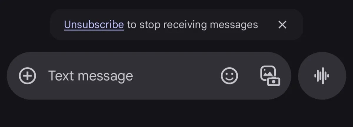 Google Messages Bouton Desinscription