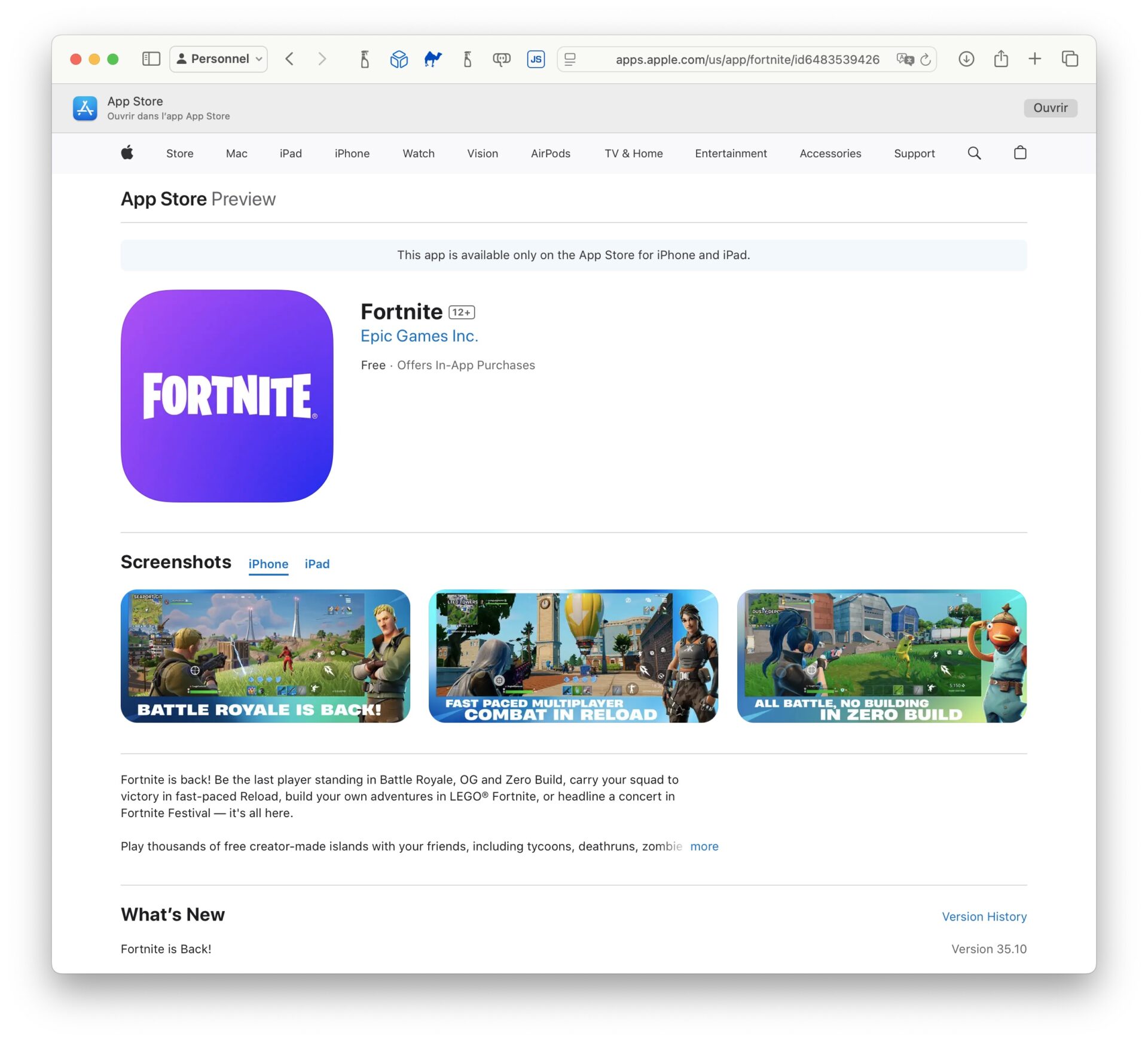 Fortnite App Store Apple