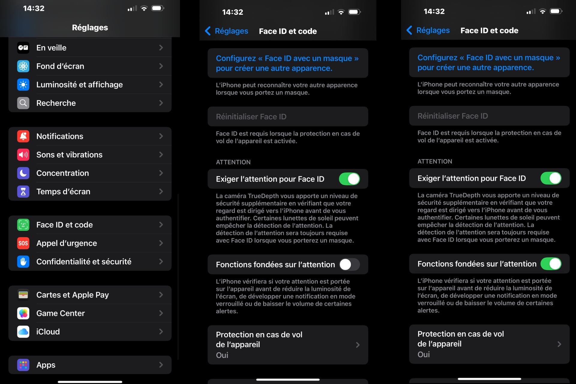 Fonctions Attention iOS iPhone