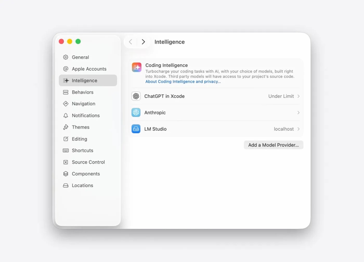 Xcode 26 Ia Choix Modèle