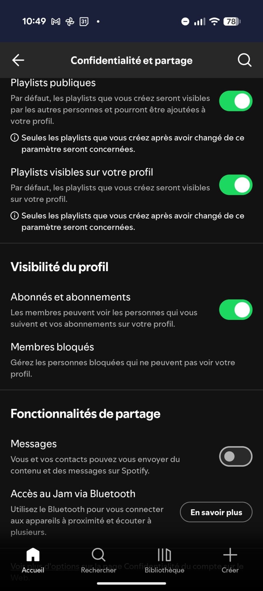 Spotify Messages Confidentialite