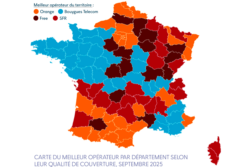 Carte Meilleur Operateur Par Departement Septembre 2025