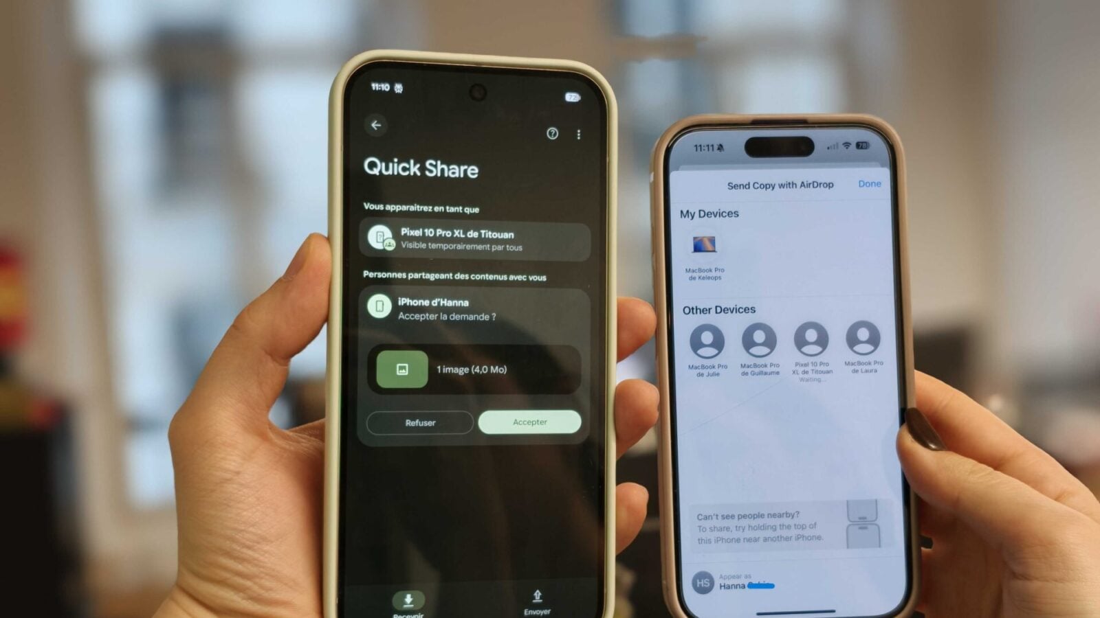 Tutoriel : comment faire un AirDrop avec un Pixel 10