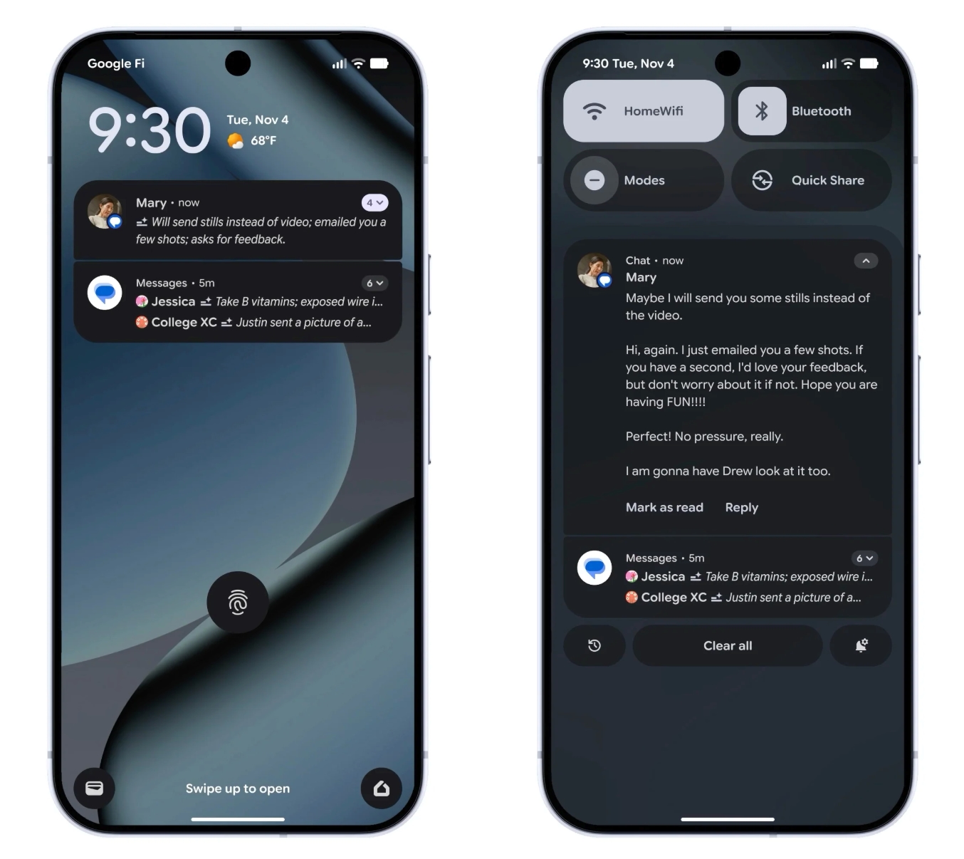 Notificações de retomada do Google Pixel Android 16 Qpr2
