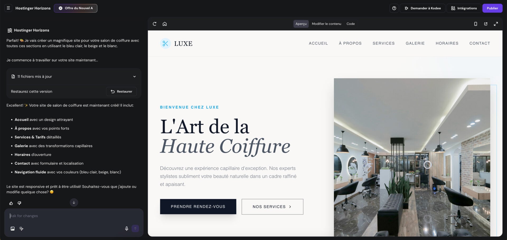 Exemple Horizons Hostinger
