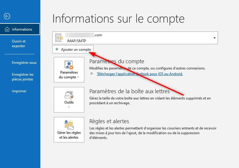 Configuration Compte Mail Outlook