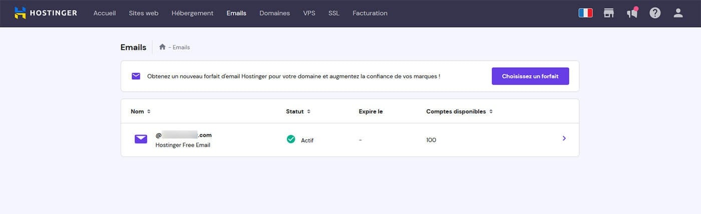 Interface Administration Emails Hostinger