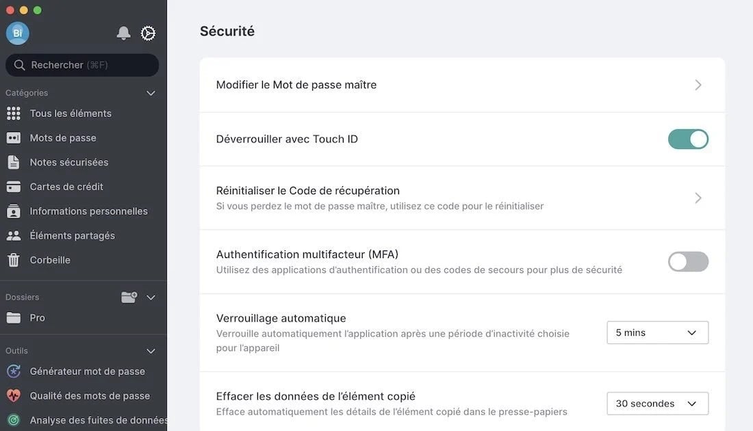 Parametres Securite Nordpass