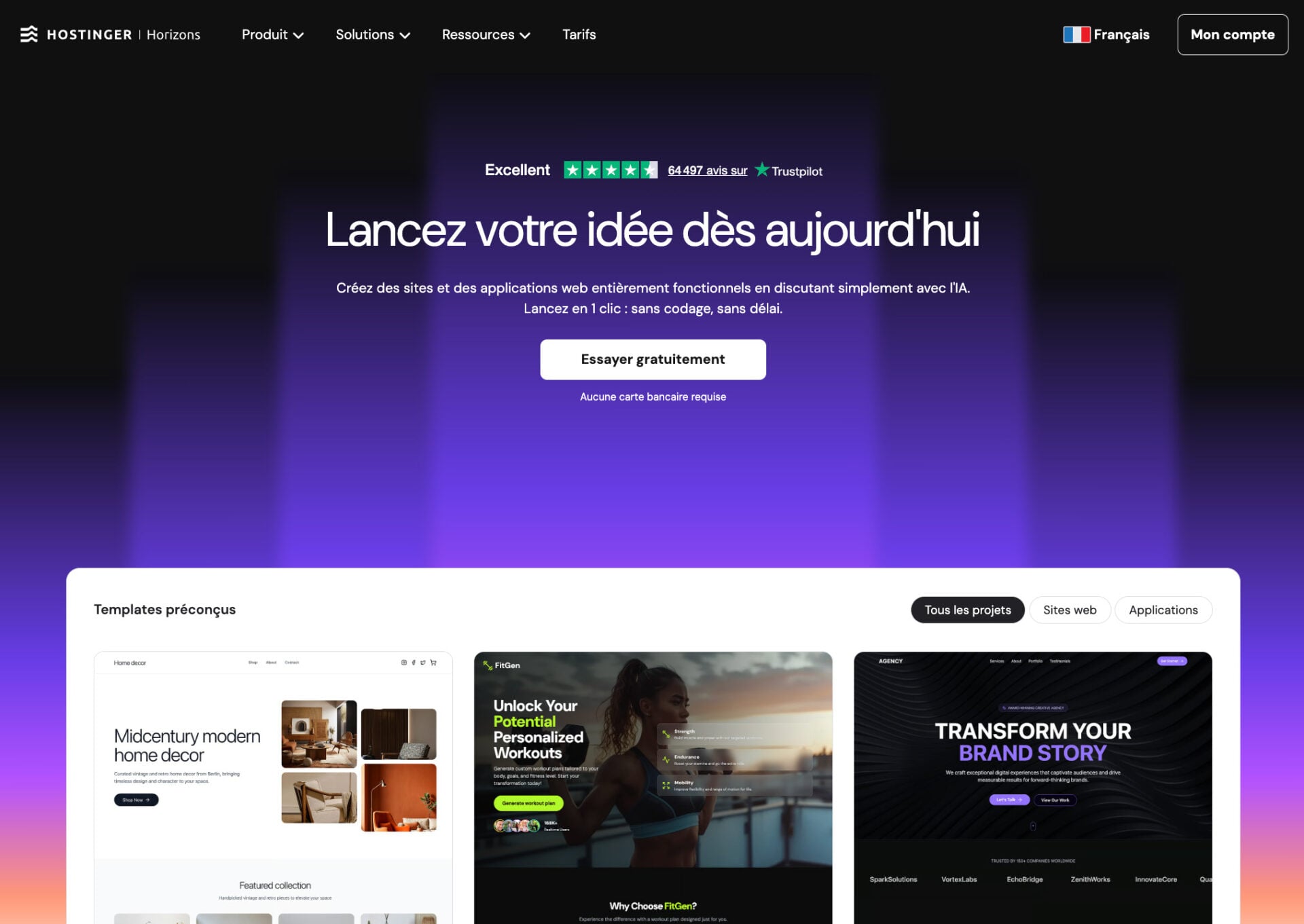 Hostinger Horizons Assistant Ia Site Web