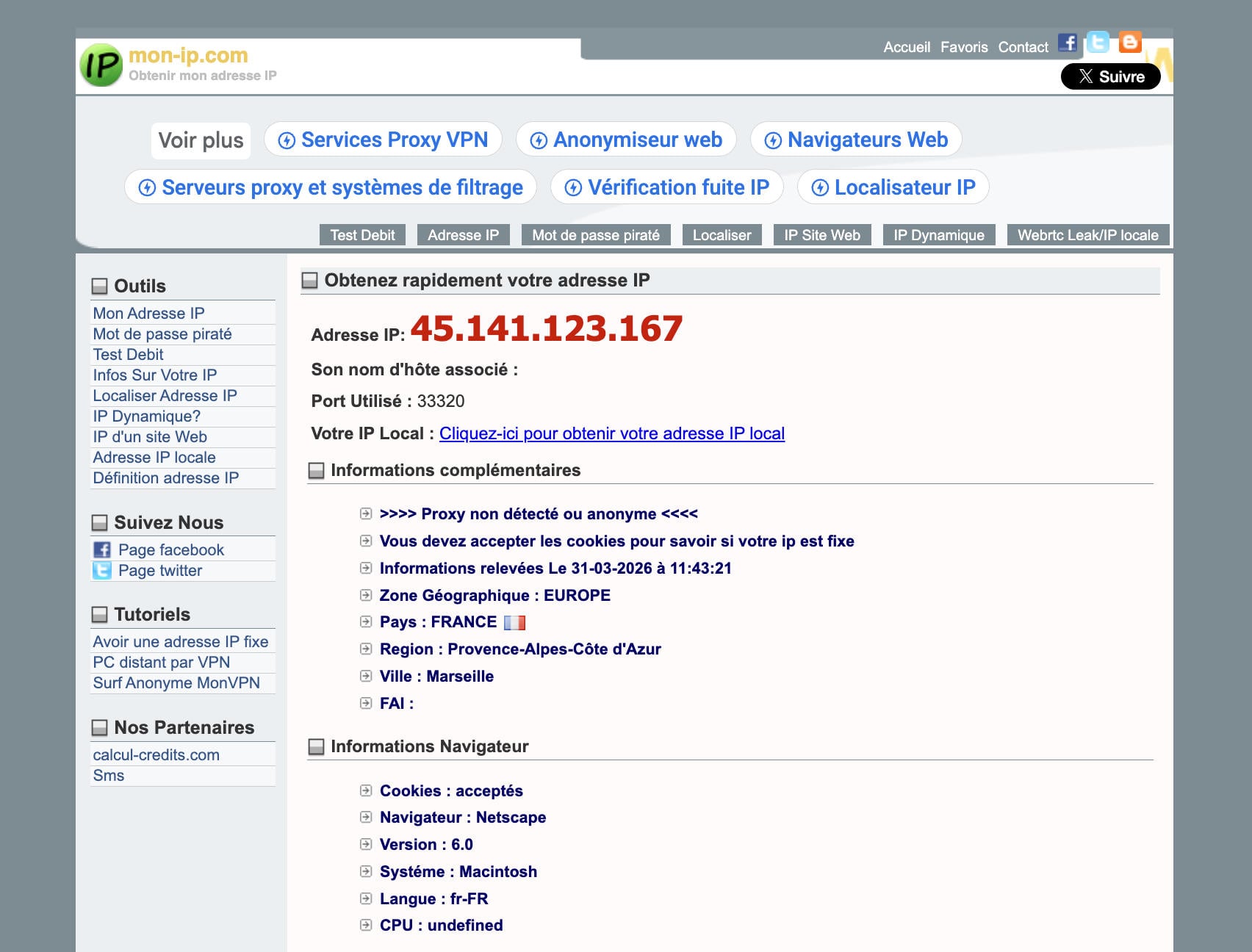 Adresse IP selon le pays
