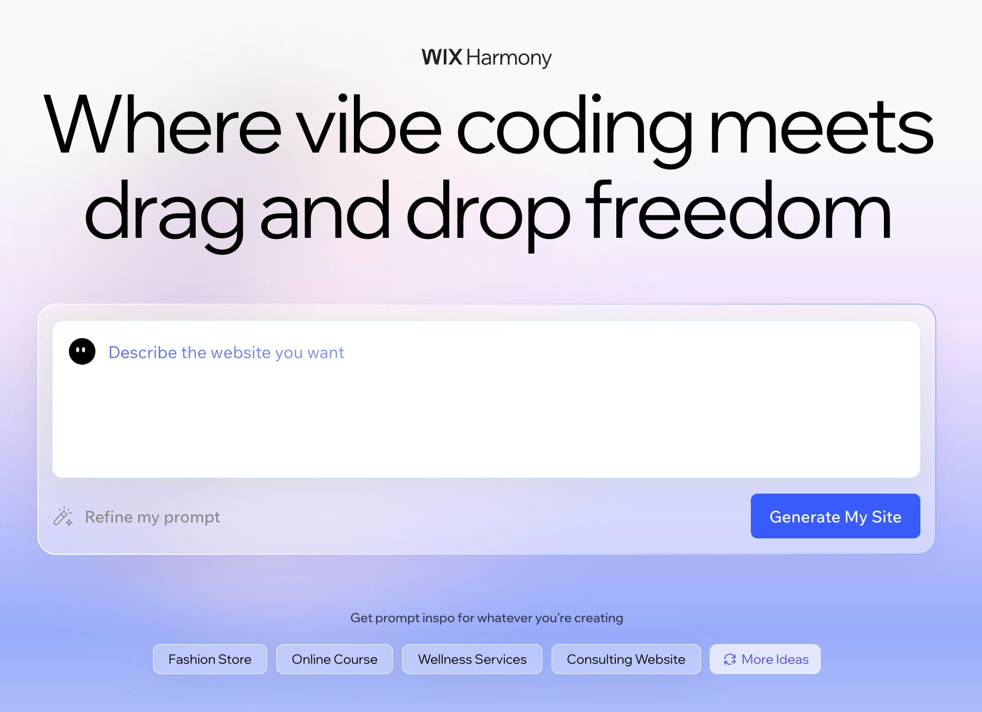 Wix Harmony : créer un site avec l'IA
