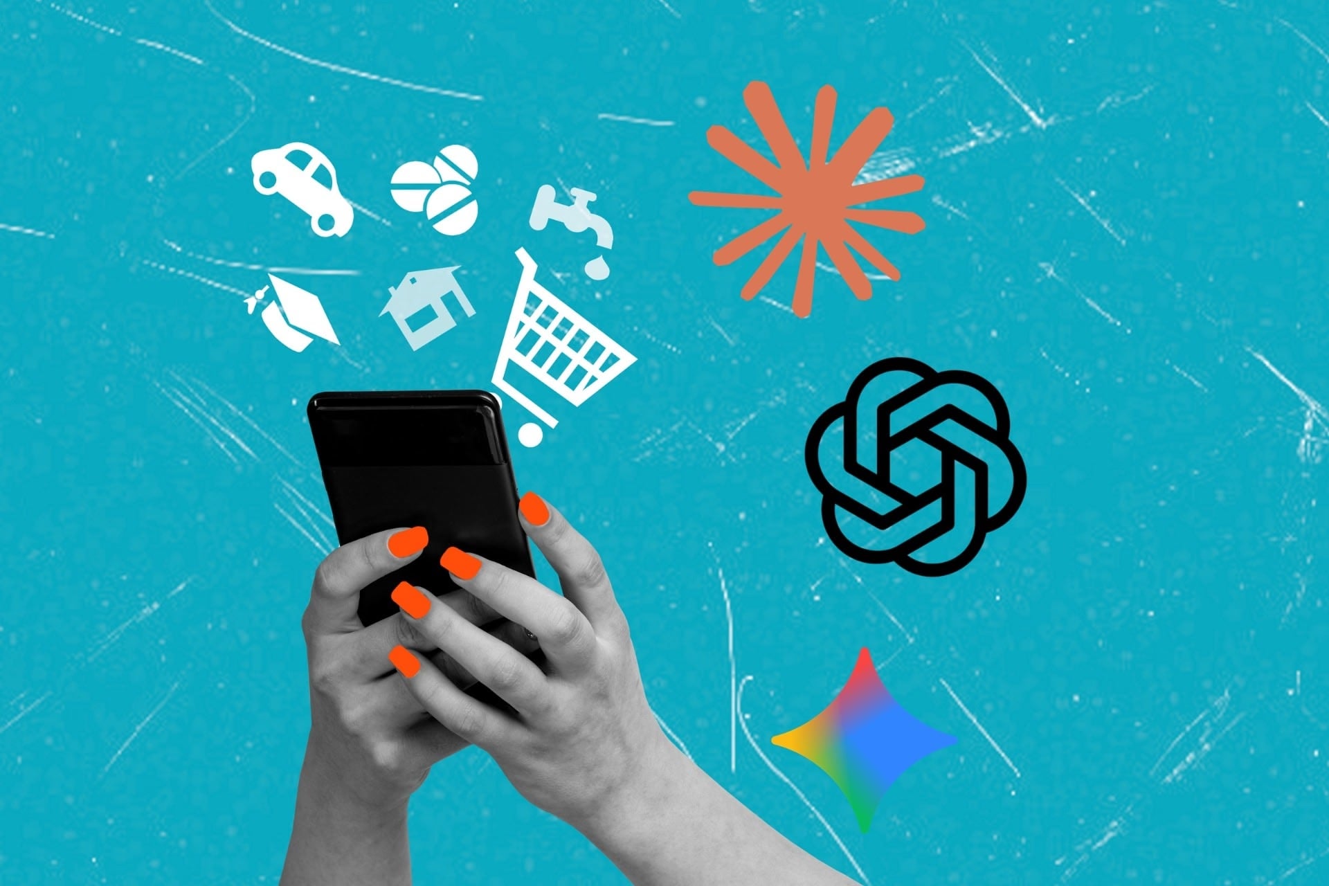 Visuel shopping en ligne et logo chatbots