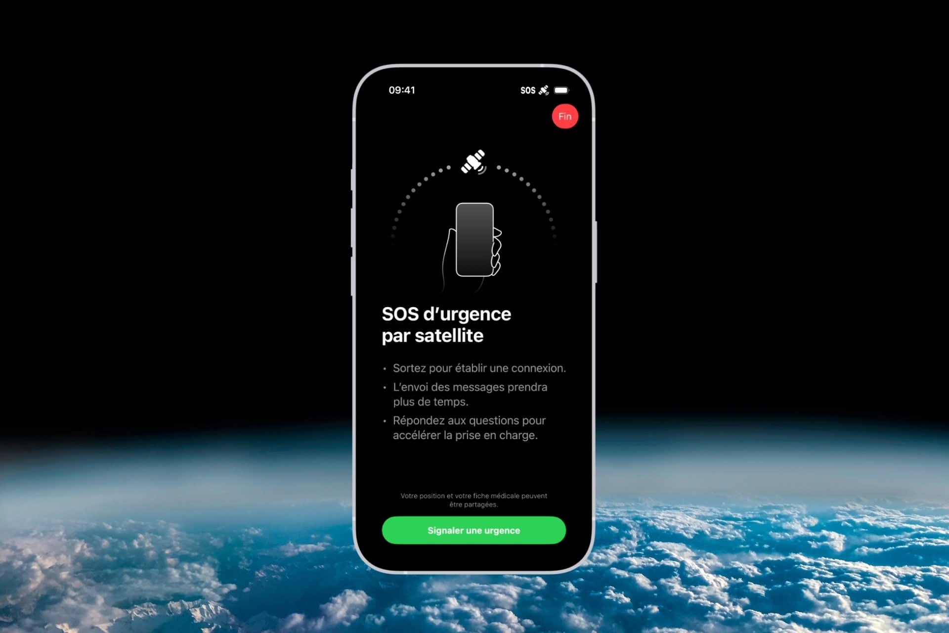 SOS d'urgence satellite iphone