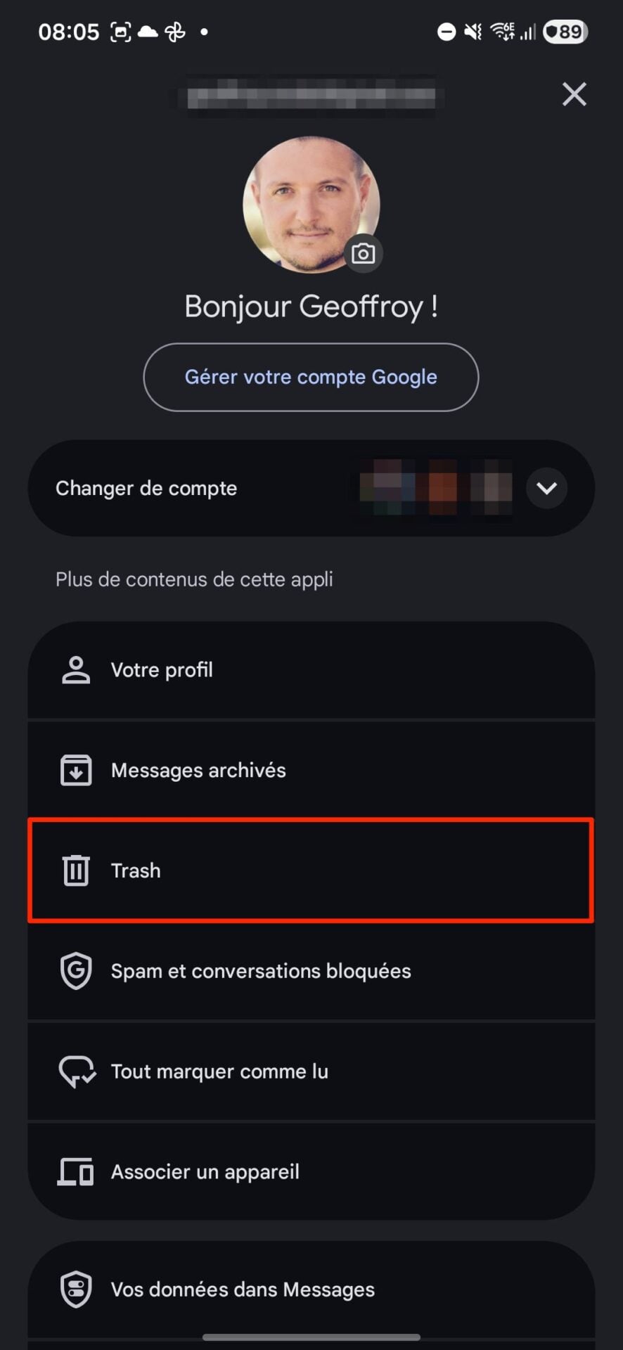 Google Messages Corbeille 4