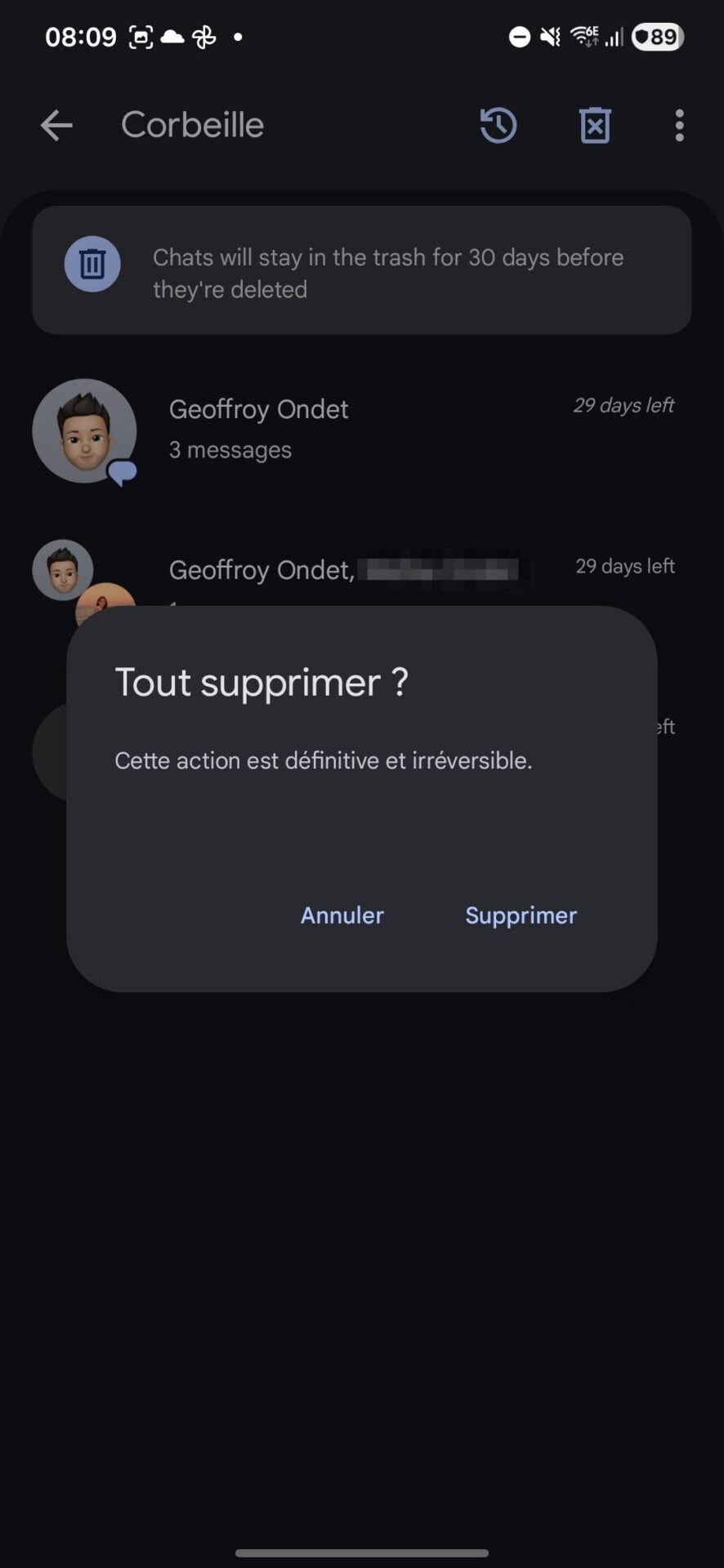 Google Messages Corbeille 7