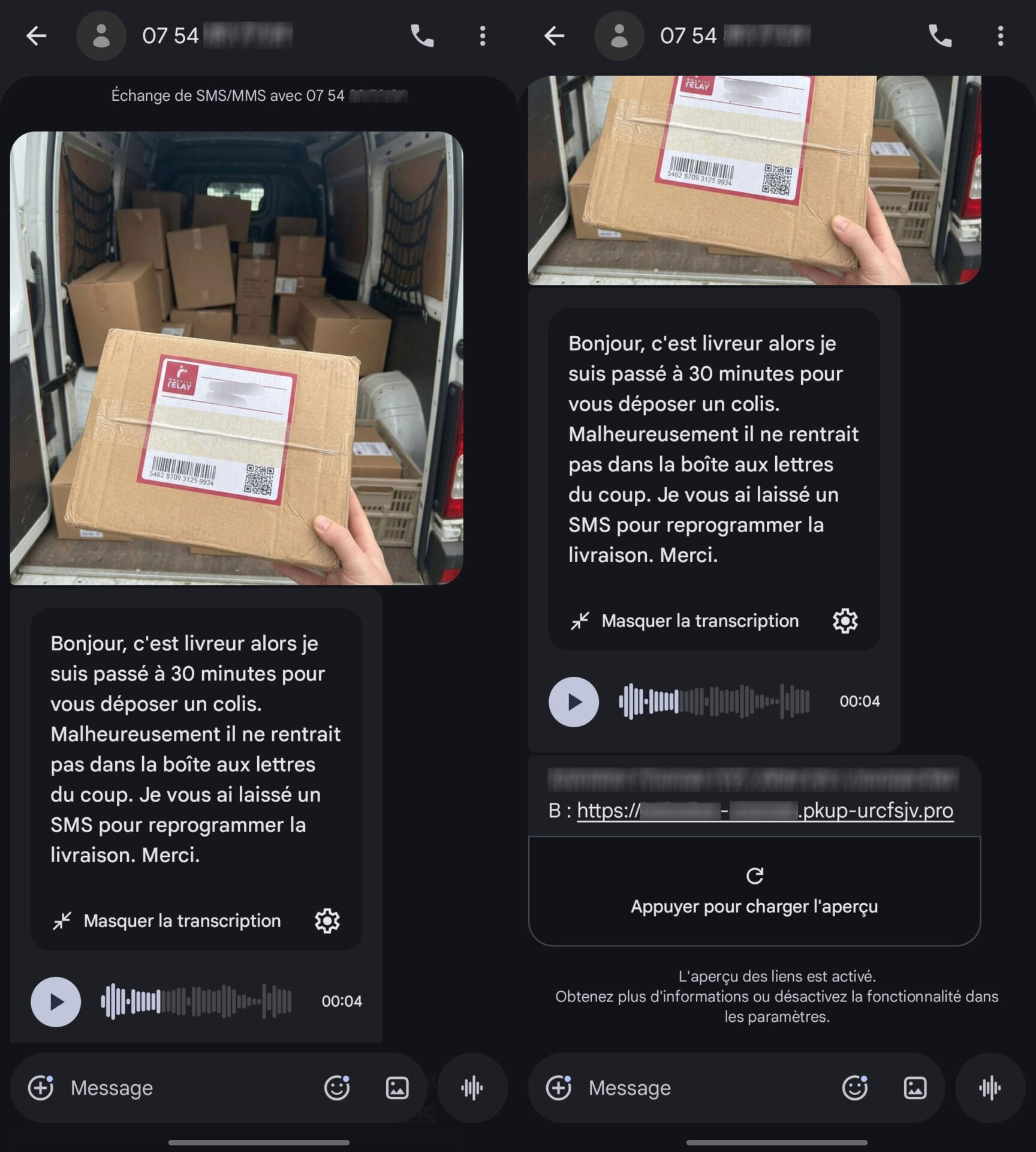 Messages Colis Arnaque