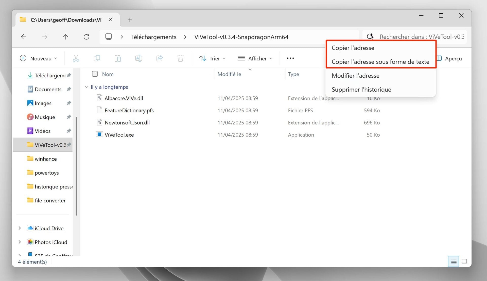 Windows 11 Copier Chemin D'accès Clic Droit Barre D'adresses