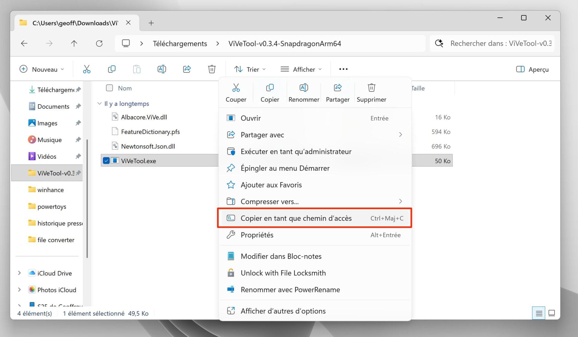 Windows 11 Copier Chemin D'acces Clic Droit