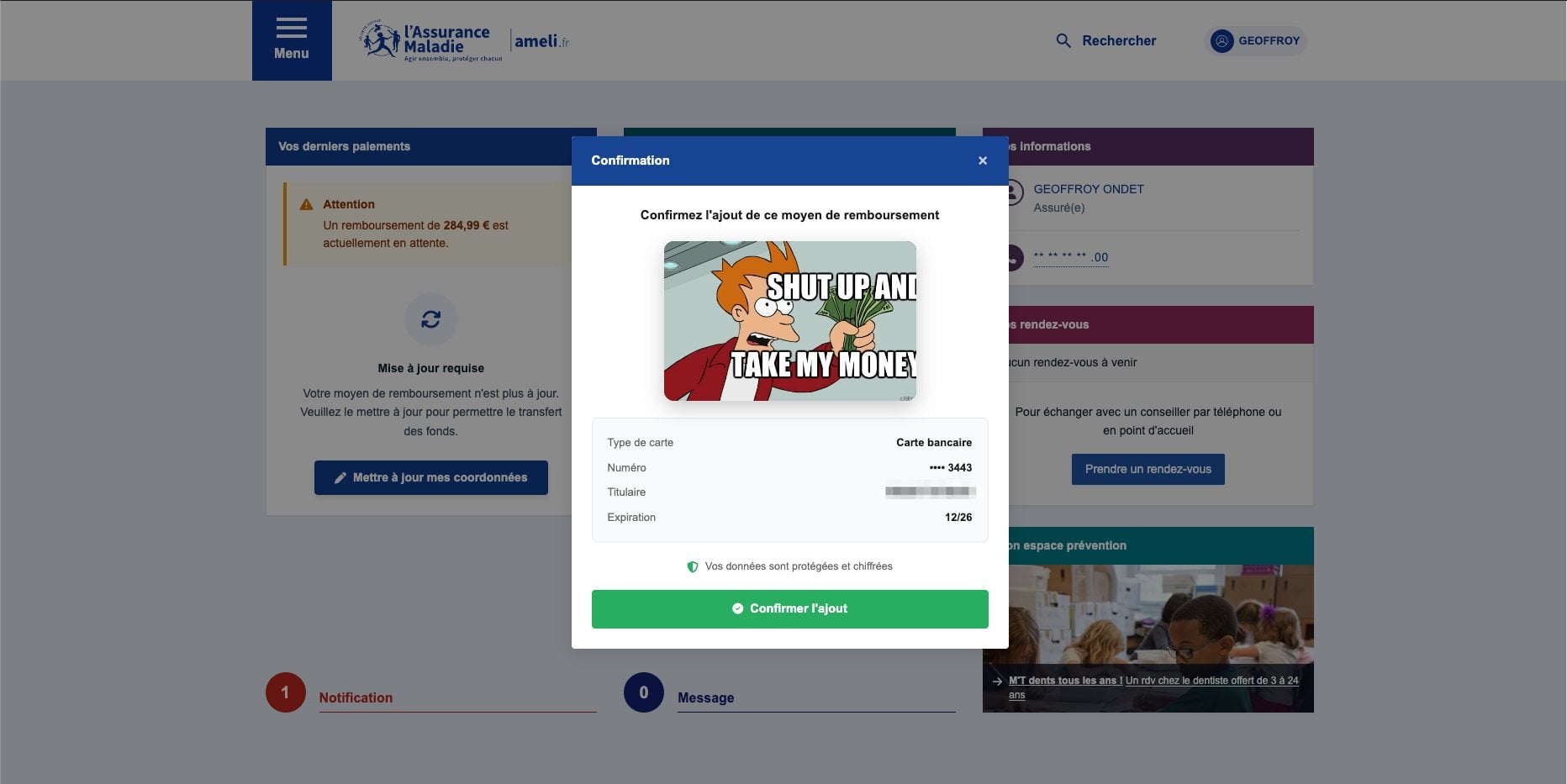 Arnaque Ameli Phishing Vider Compte Bancaire 10