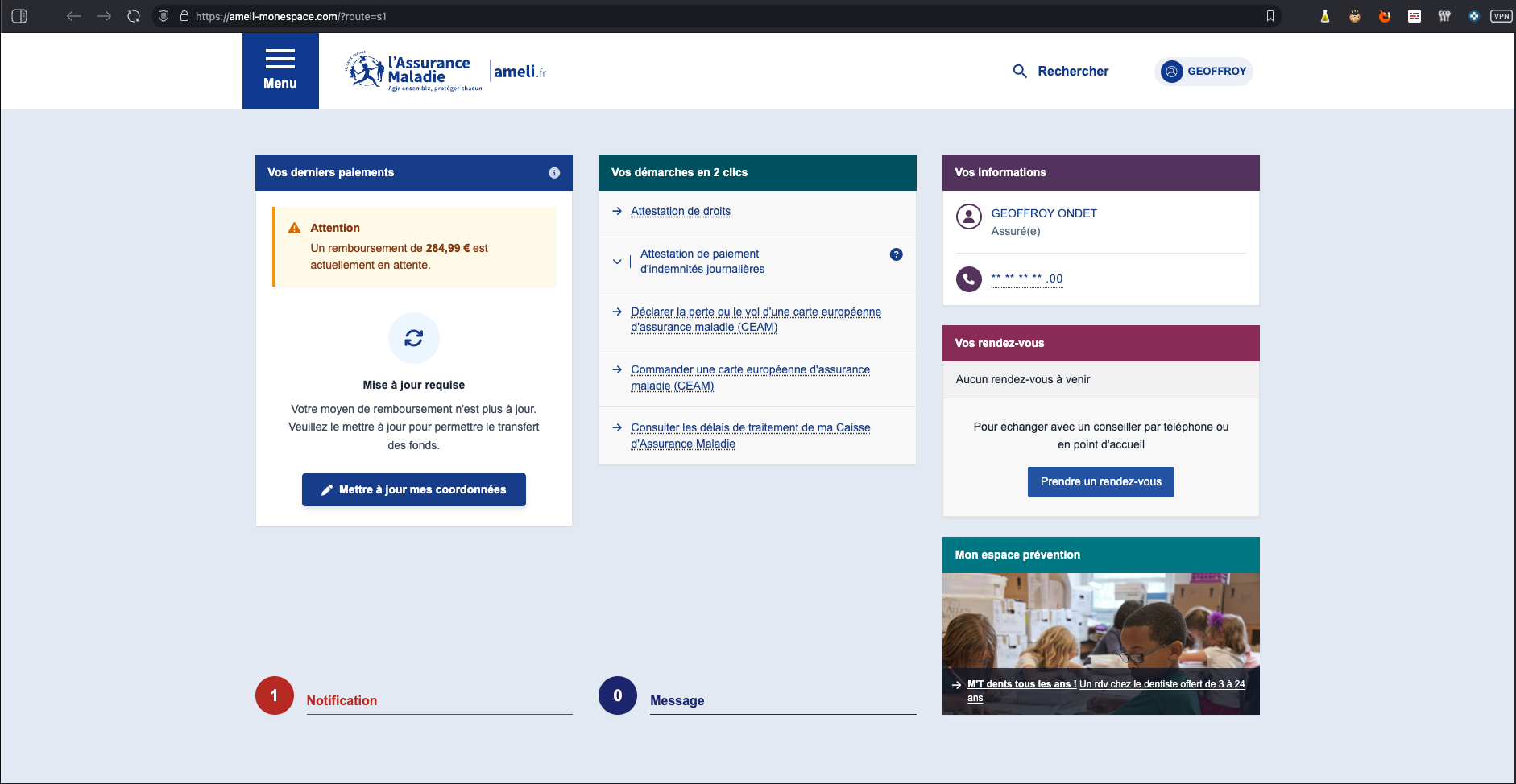 Arnaque Ameli Phishing Vider Compte Bancaire 3