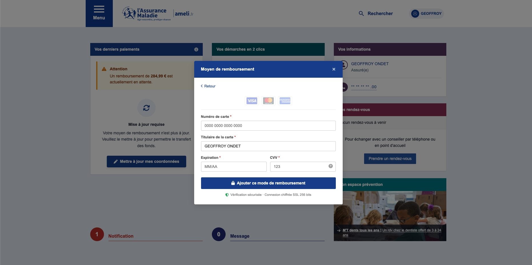 Arnaque Ameli Phishing Vider Compte Bancaire 6