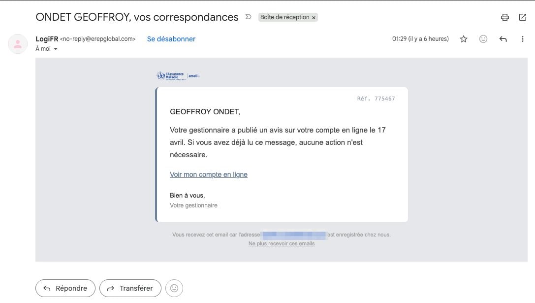 Arnaque Ameli Phishing Vider Compte Bancaire 1