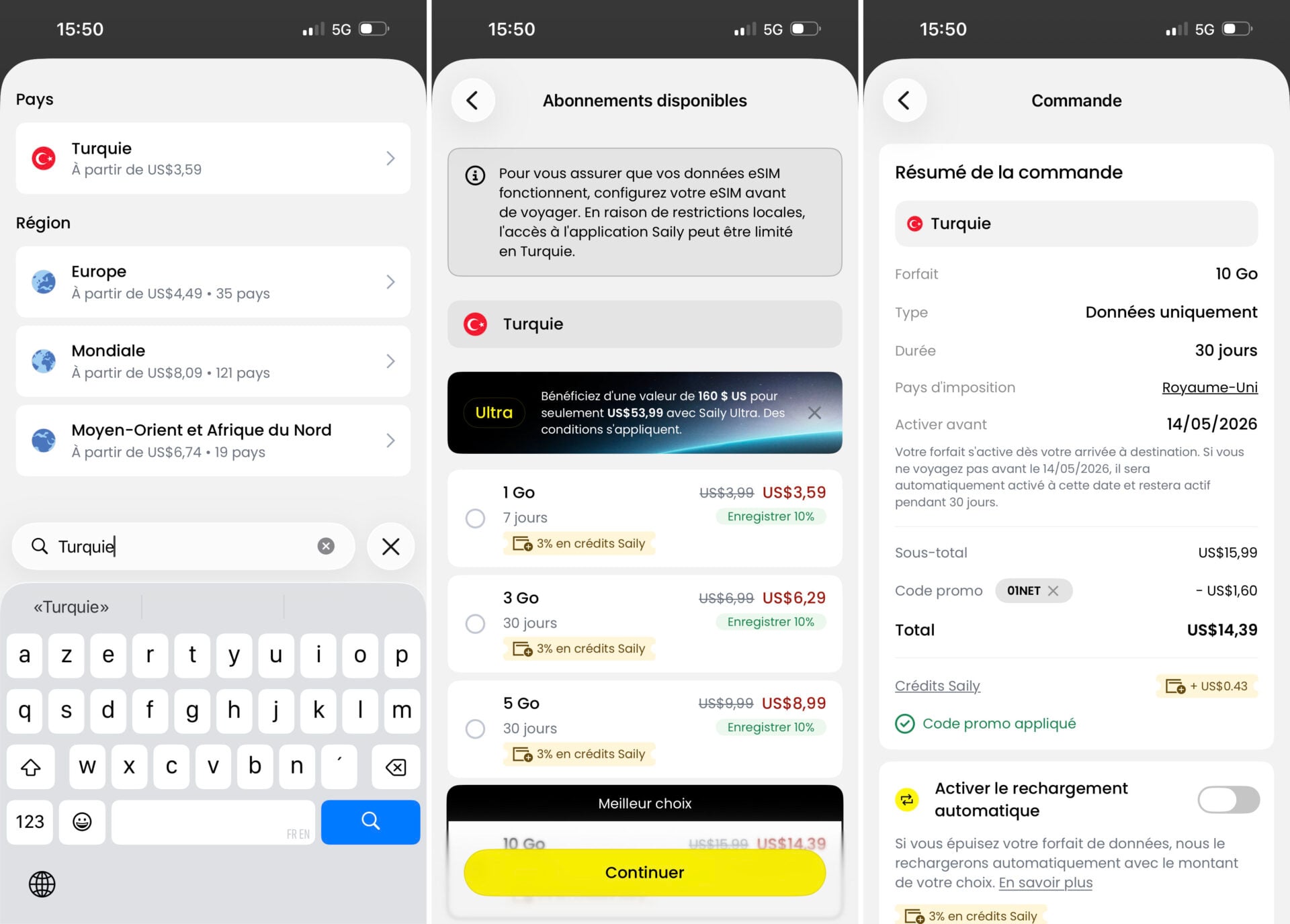 Une eSIM Saily en Turquie