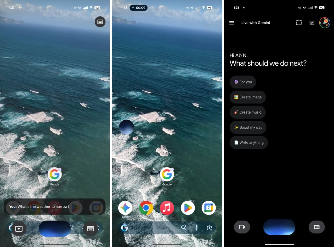 Gemini Live Nouvelle Interface