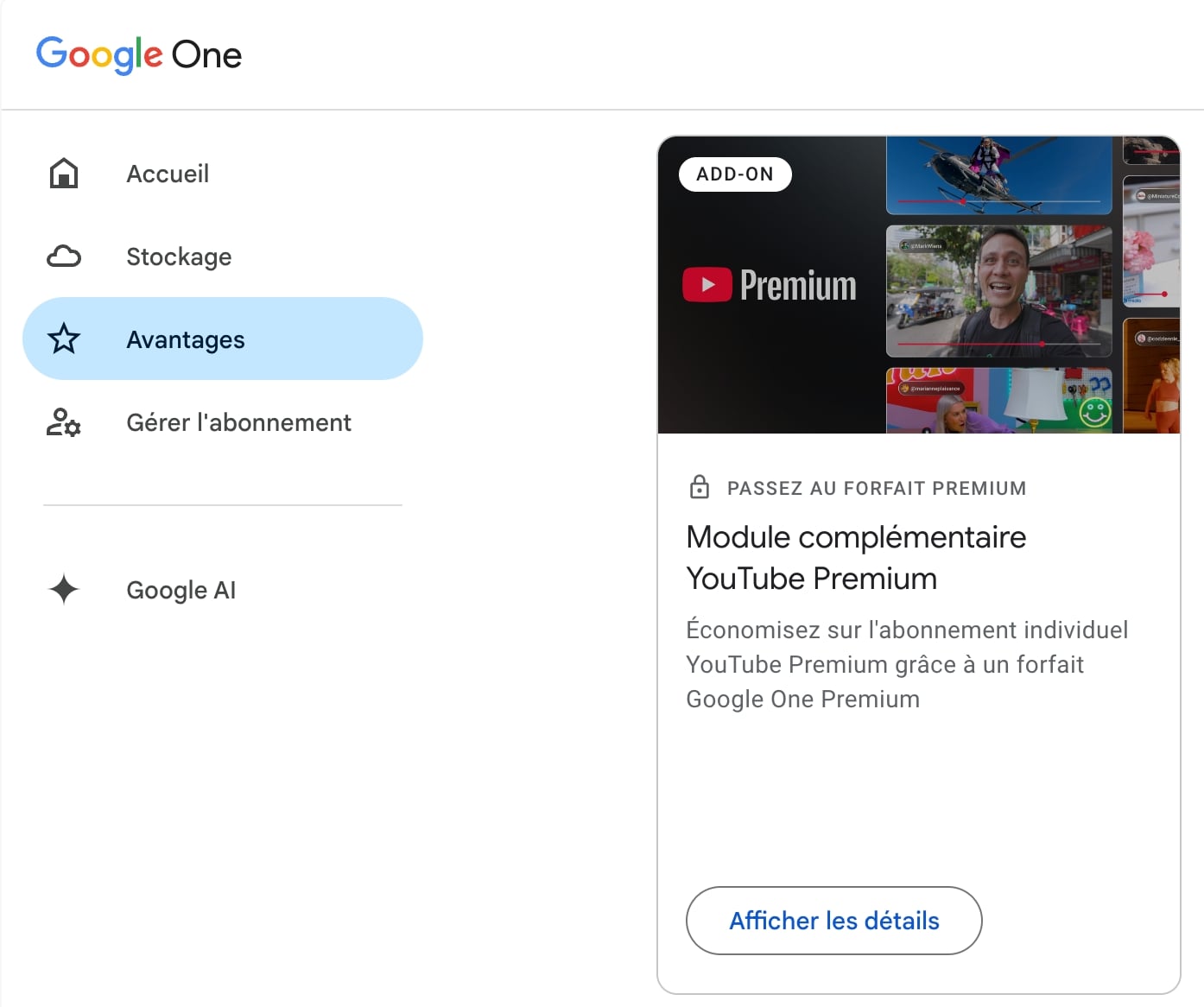 Google One Avantages Youtube Premium
