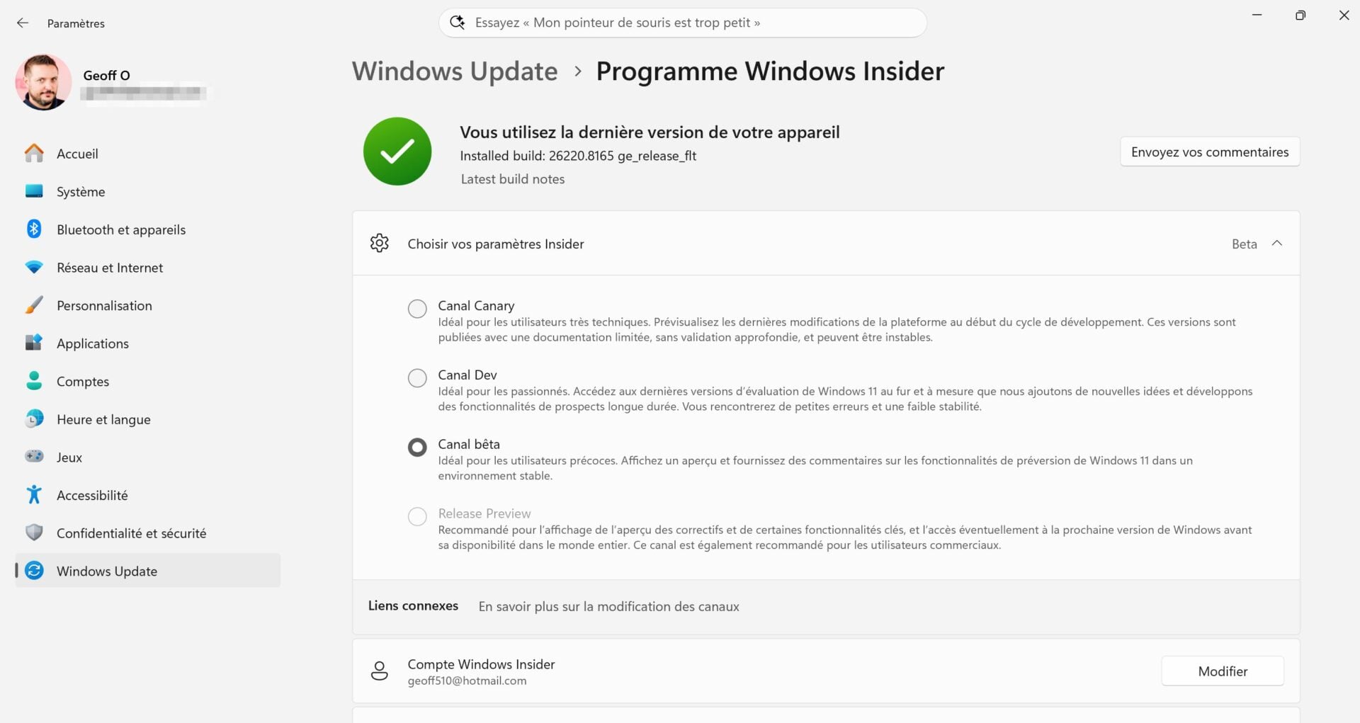 Windows 11 Insider Canaux