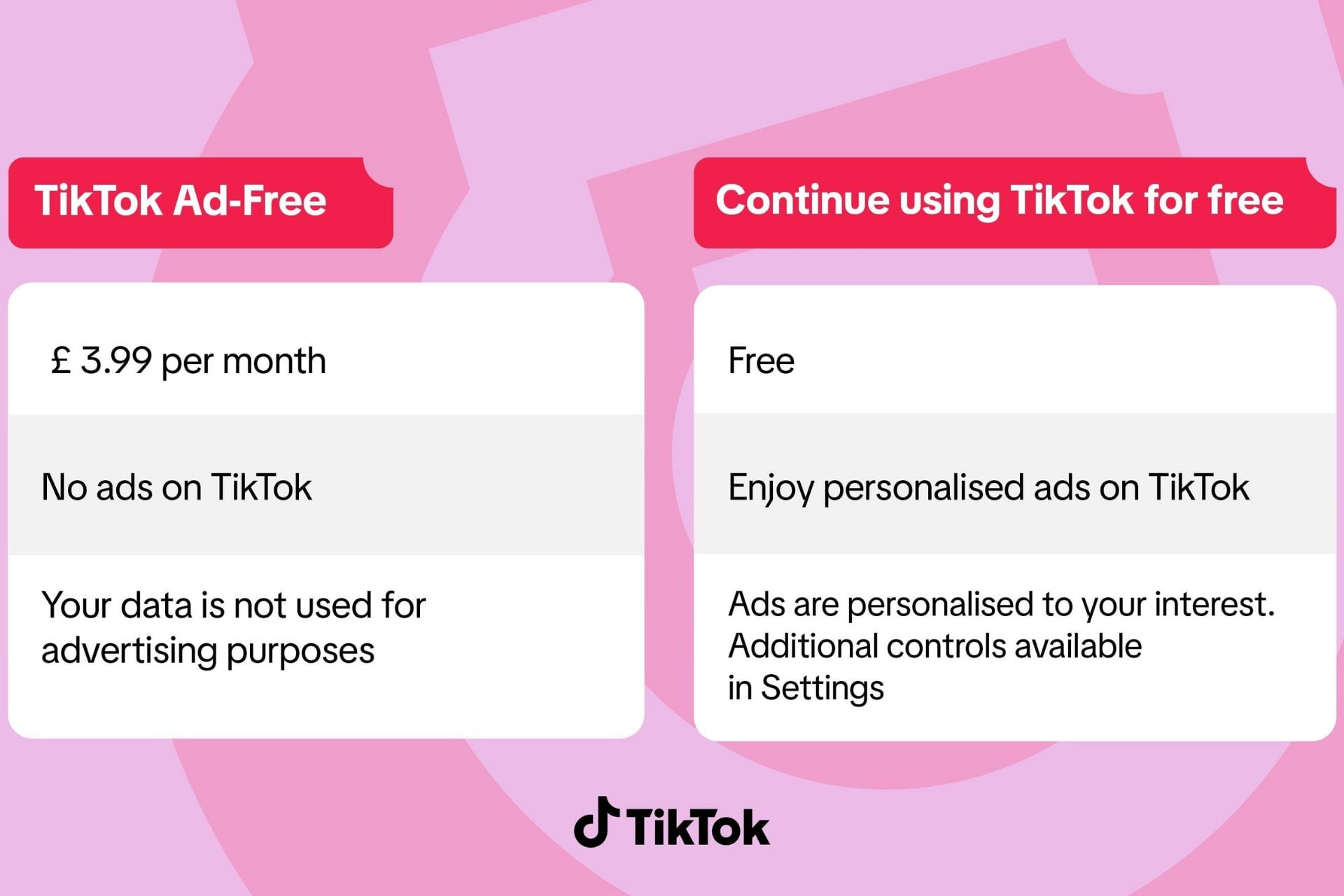 TikTok ad-free annonce