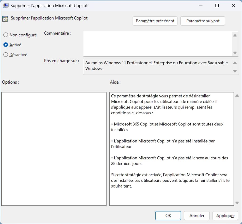 Supprimer Copilot Windows 11 Pro 4
