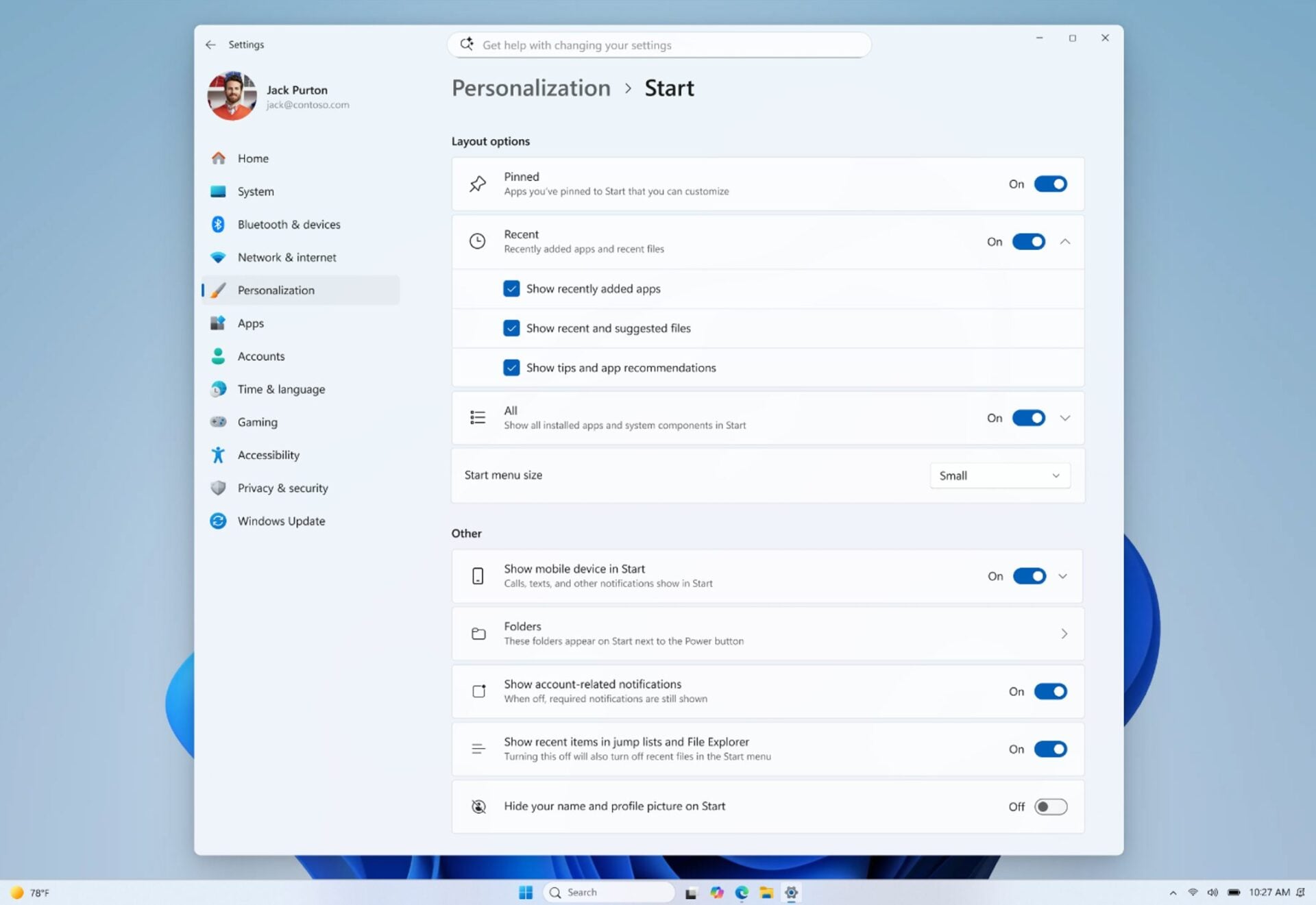 Windows 11 Personnalisation Menu Démarrer