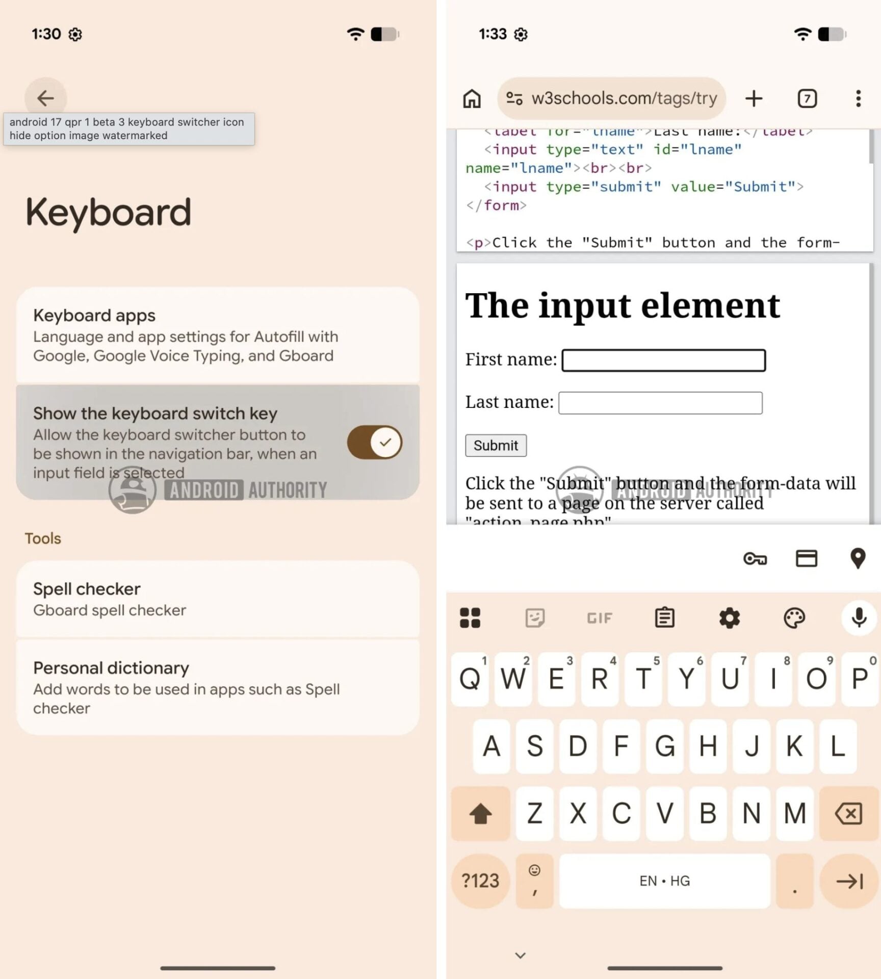 Android 17 Gboard Cacher Bouton Changement Clavier