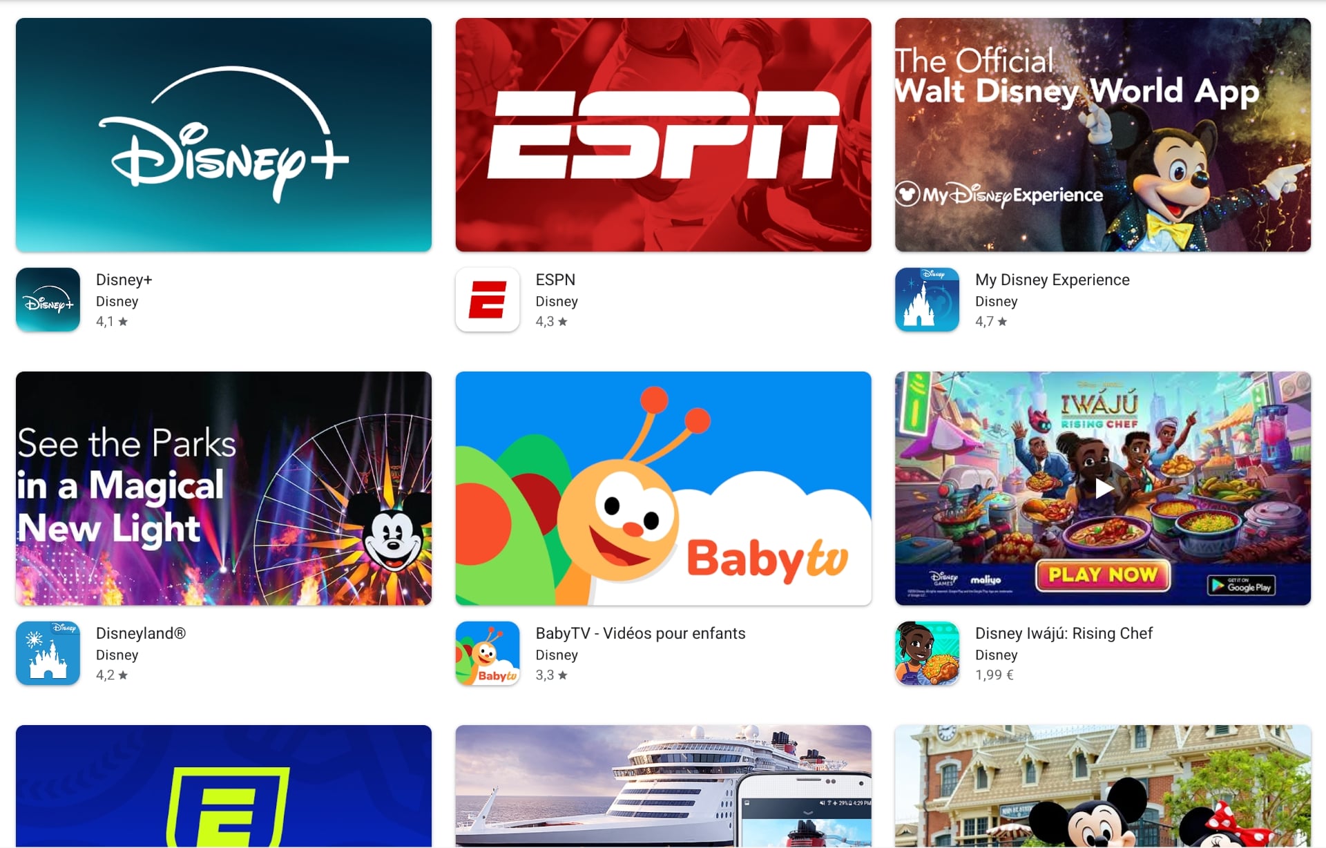 Applications Disney Play Store