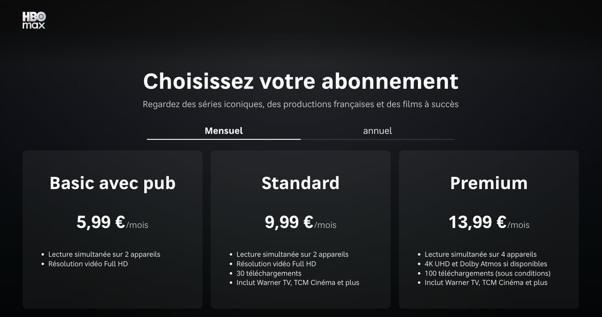 Prix de HBO Max