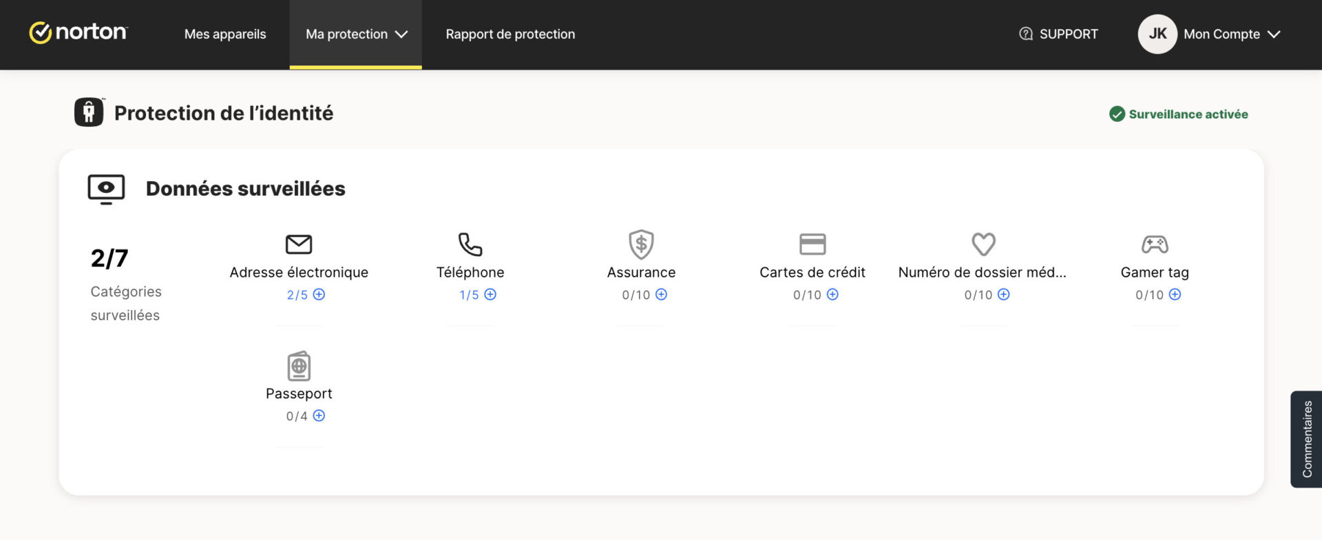 Norton Suivi Dark Web