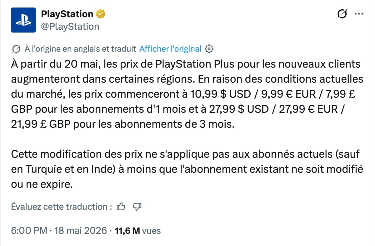 Nouveaux Prix Playstation Plus Essential