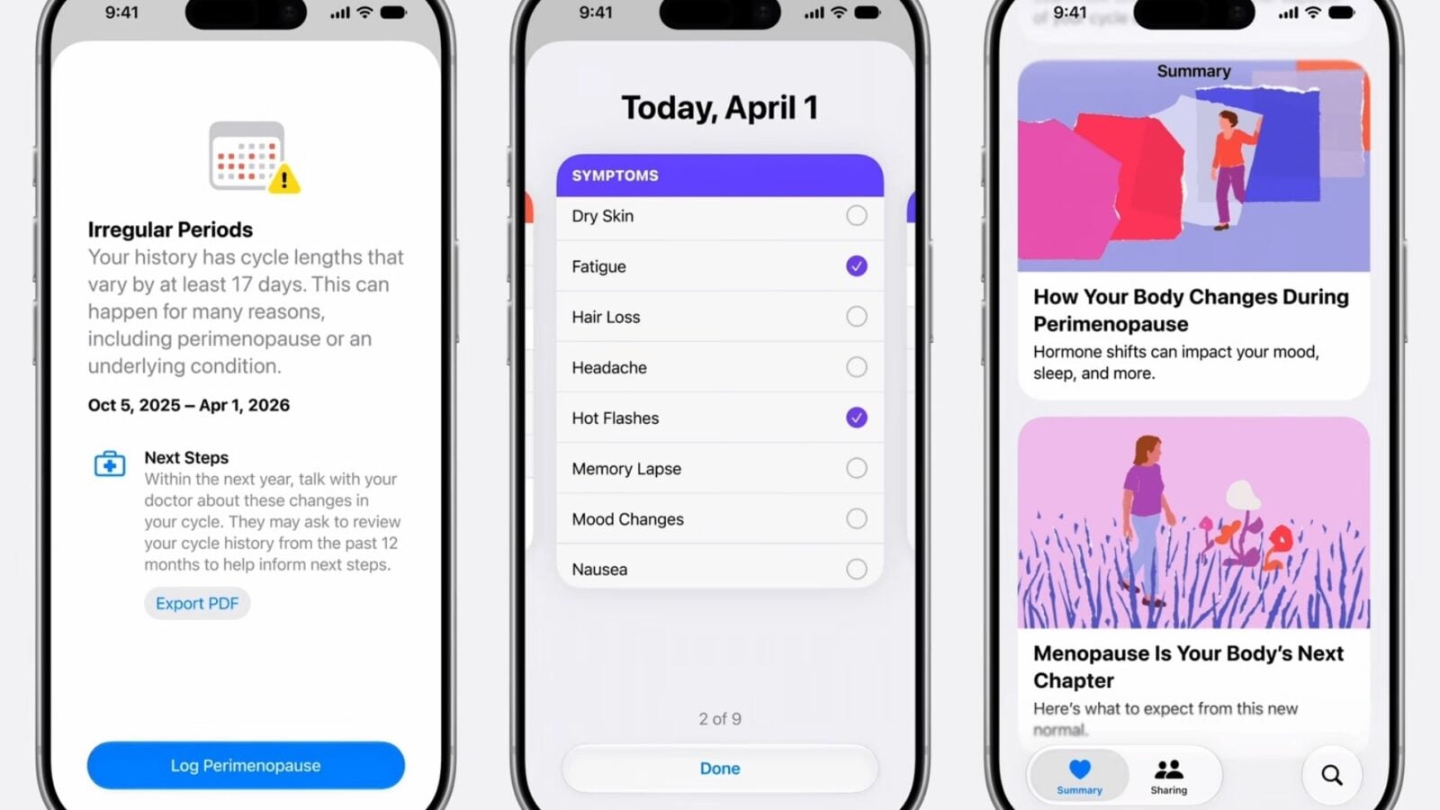 iOS 27 artık menopoz belirtilerini takip ediyor